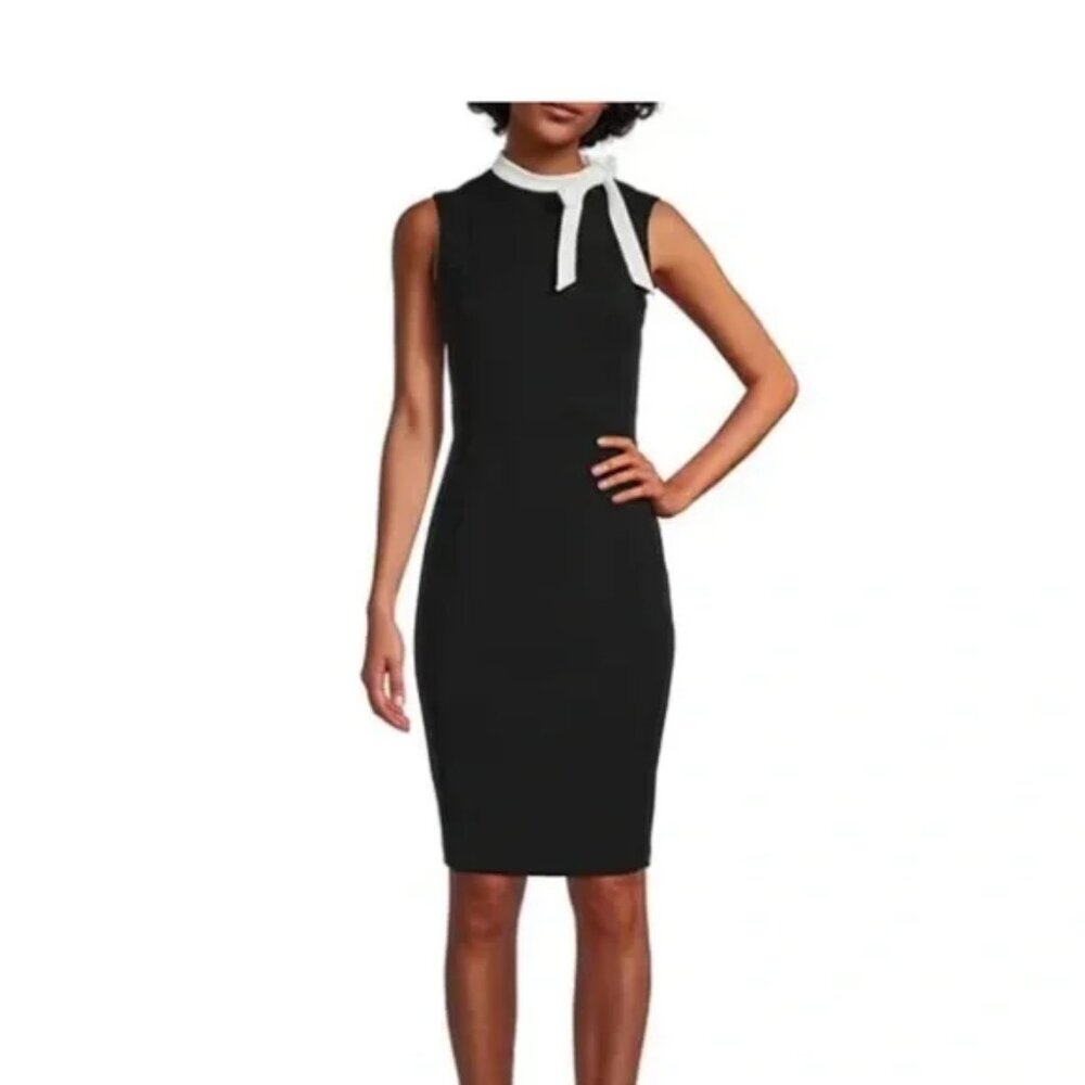 Calvin Klein - Elegant Black & White Neck tie Work/Party Dress Size 12